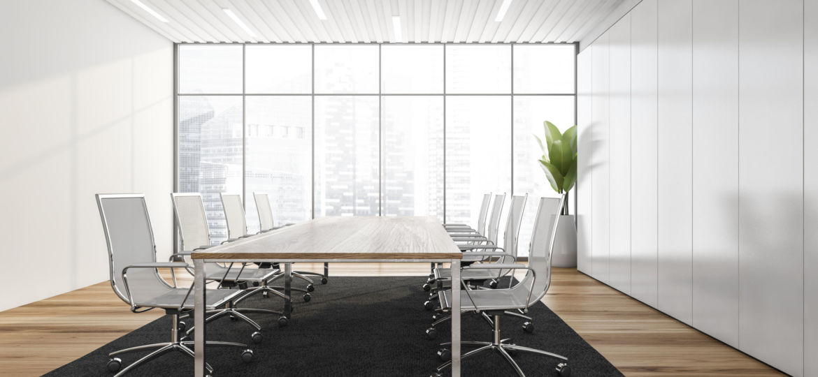 Business,Meeting,Room,With,White,Armchairs,And,Wooden,Table,,Black